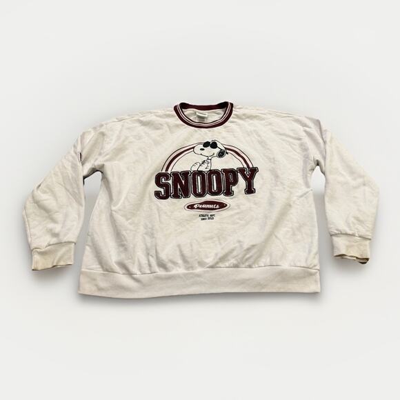 Peanuts Snoopy Womens White Long Sleeve Crew Neck Casual Pullover Sweatshirt XXL - Picture 1 of 9